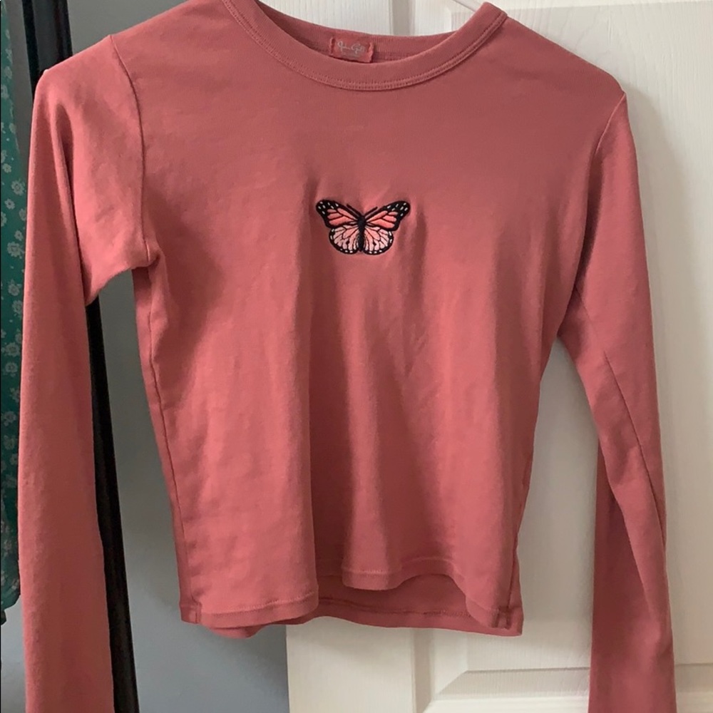 RARE brandy melville  butterfly cropped shirt